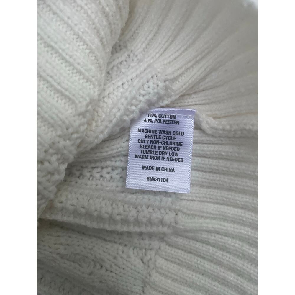 Chaps Women’s Fair Isle Sweater Large Cream Pink Red Cable Knit Nordic Winter - Picture 3 of 7